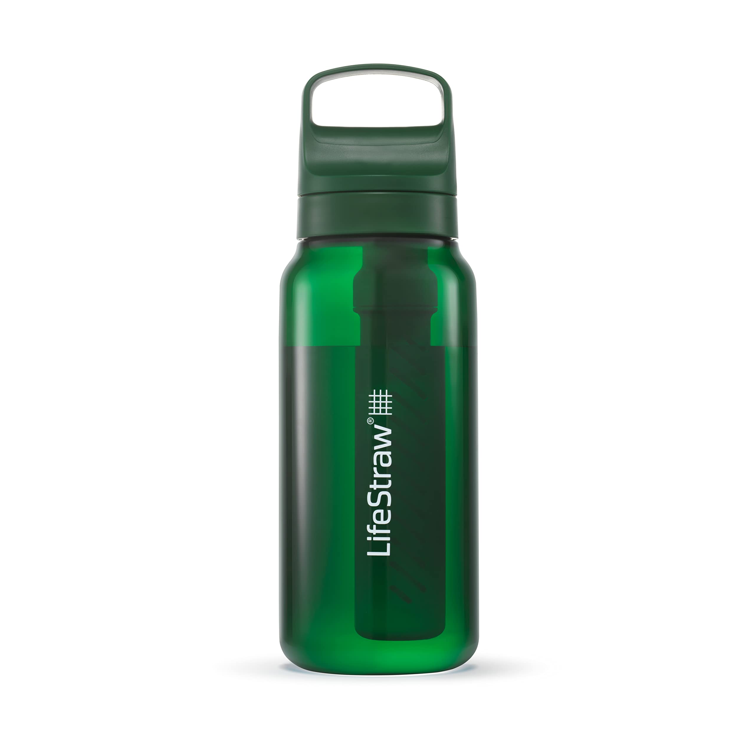 LifeStraw Go Series – BPA-Free Water Filter Bottle for Travel and Everyday Use, Removes Bacteria, Parasites and Microplastics, Improves Taste, 1L 2-Pack Icelandic Blue and Aegean Sea