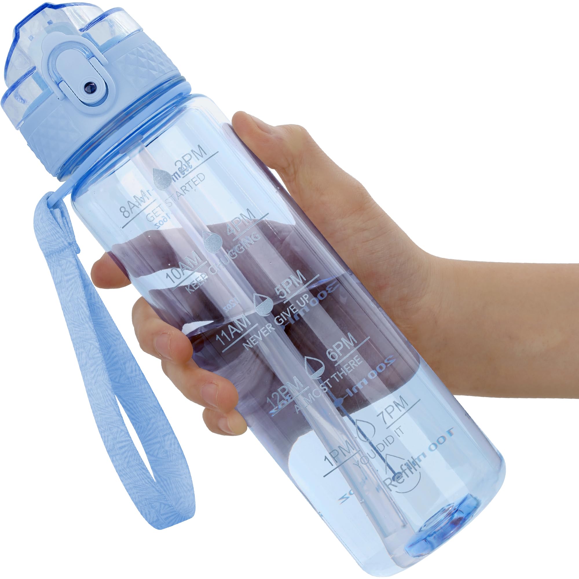 OLDLEY 12oz Kids Motivational Water Bottle, Silicone Straw, Leak-Proof Tritan BPA-Free, Reusable for School Girls & Boys, Clear